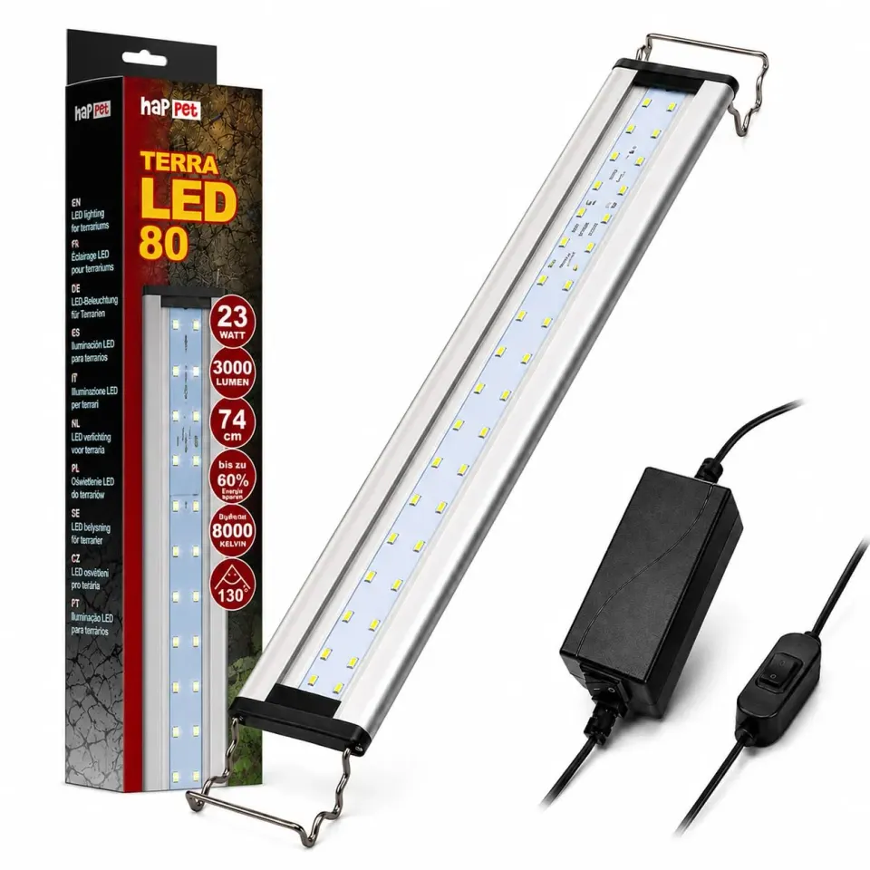 Happet LT40 LED Aufsetzleuchte 8000K Terrarienleuchte 37-47 cm