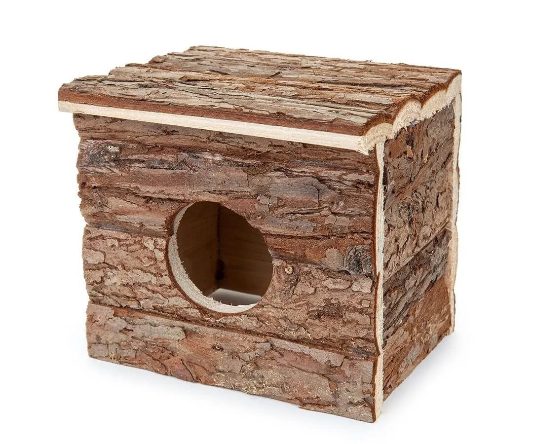 Happet Holzhaus 19 cm Hamsterhaus Rampe Naturholz