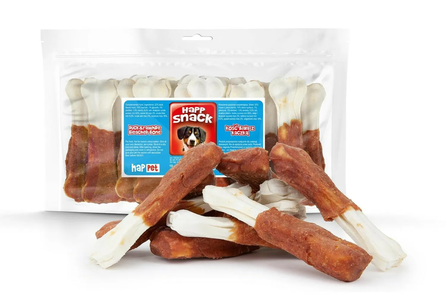 Happet Rinderhaut-Kauknochen Hähnchen 12,5 cm 10er 570 g