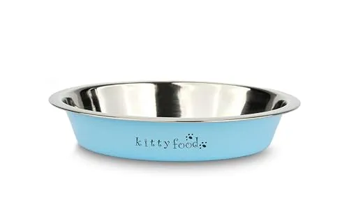 Happet Katzennapf Edelstahl Napf blau flach