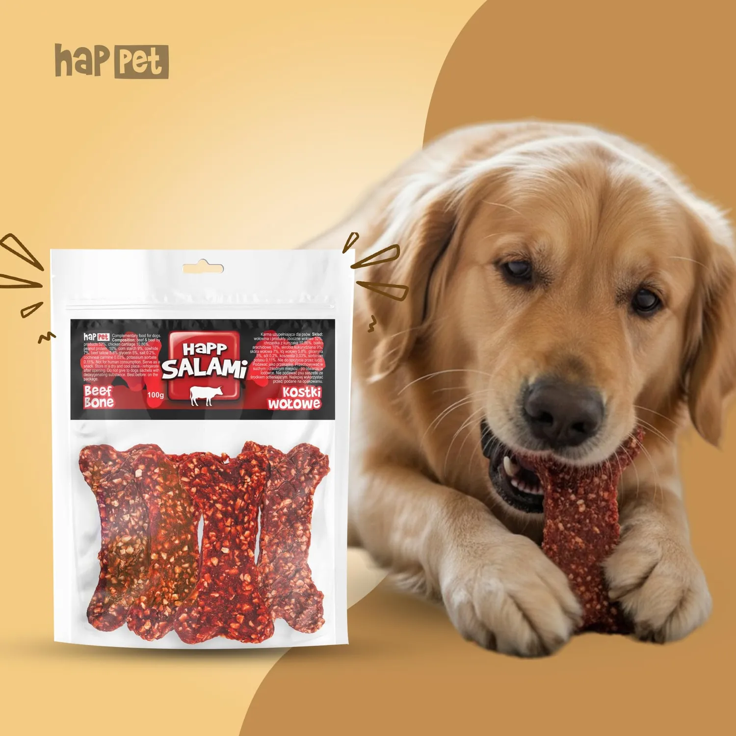 Happet Rindersalamiwürfel Hundesnack 100 g proteinreich