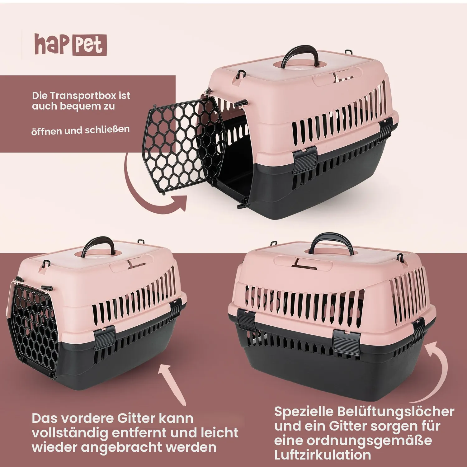 Happet ABBA S Transportbox Pink 50x33x33 cm Katze