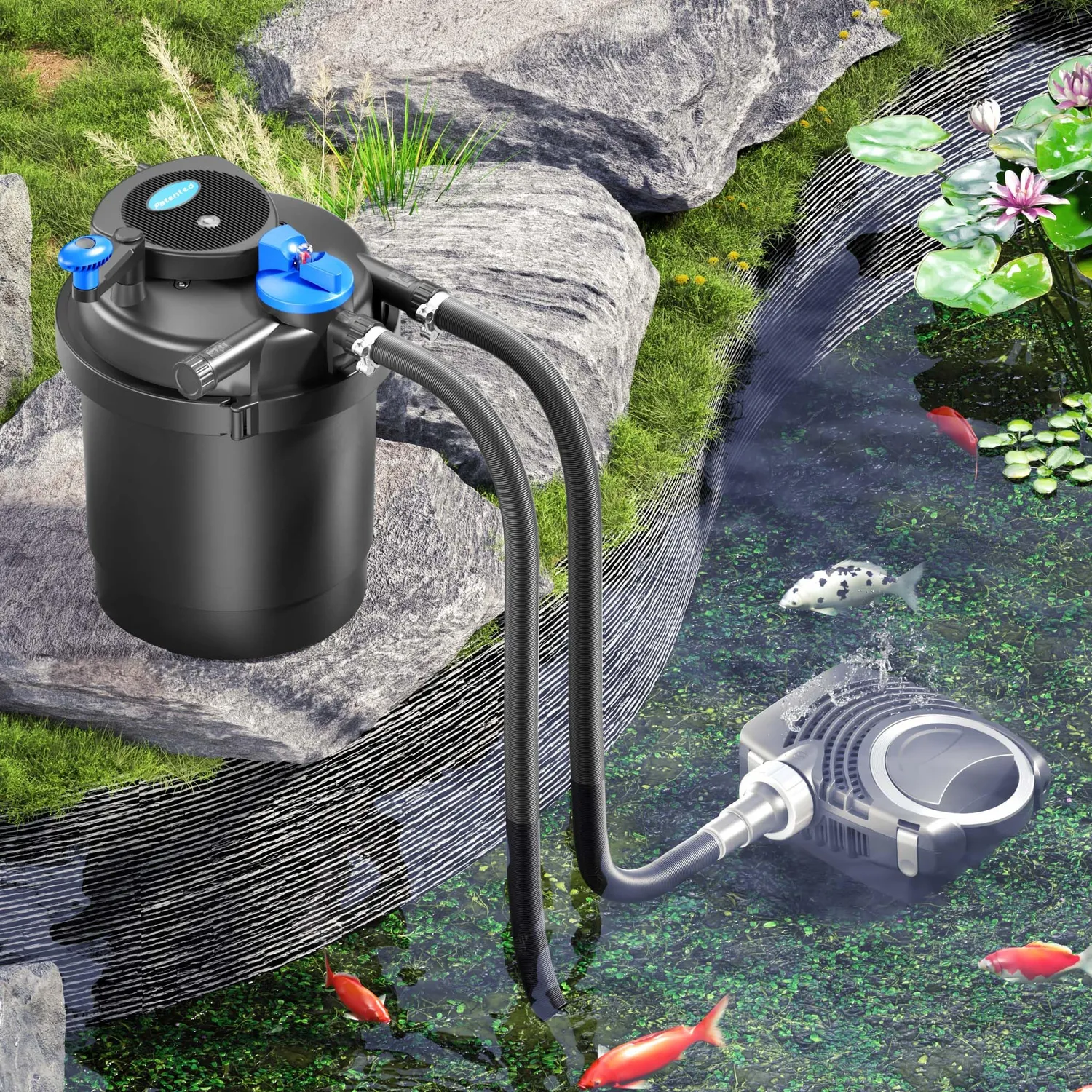 SunSun CPF-2500 Teichfilter-Set 3600 l/h 11W UVC