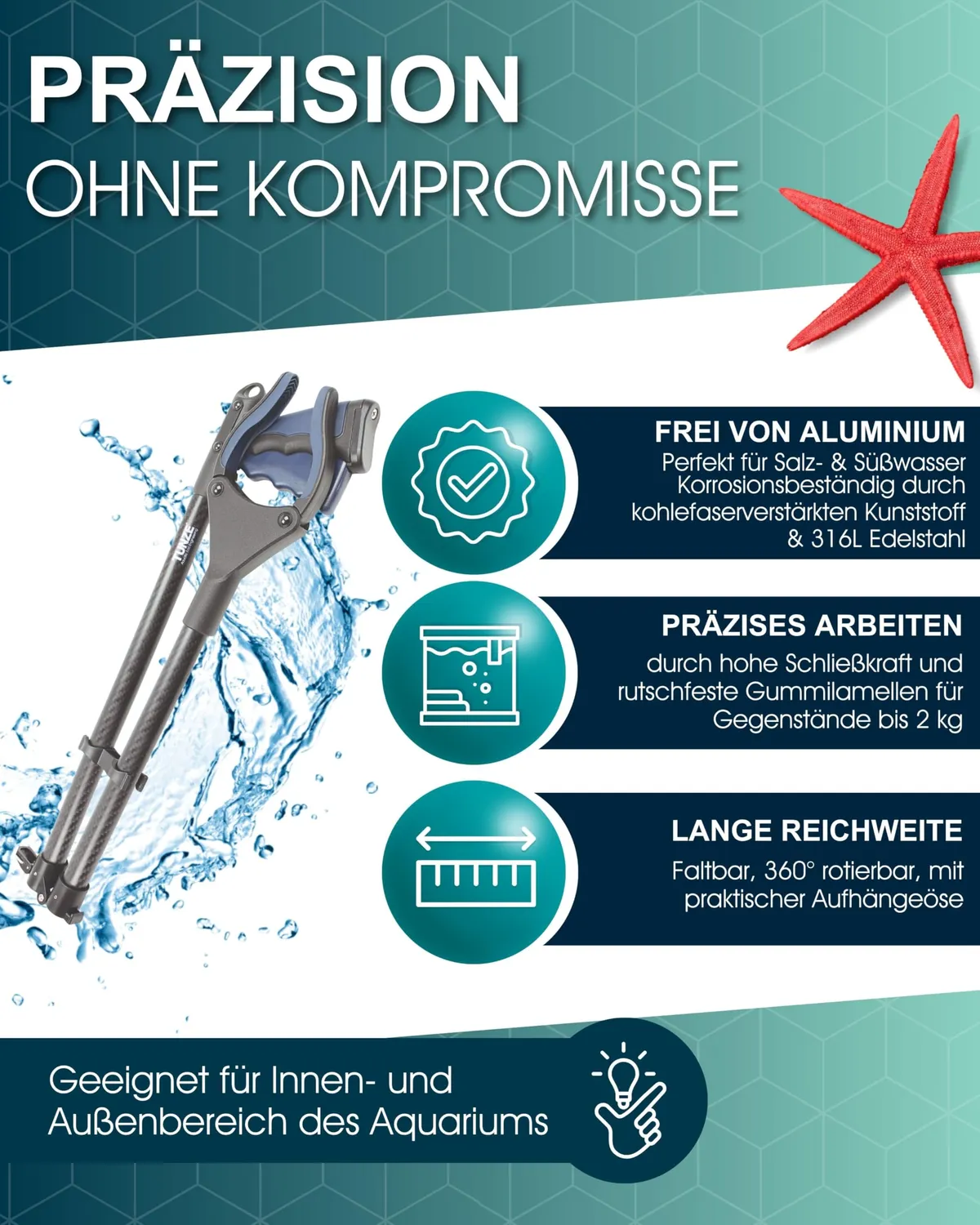 TUNZE Aquarienzange Carbon 86 cm Greifzange 2 kg