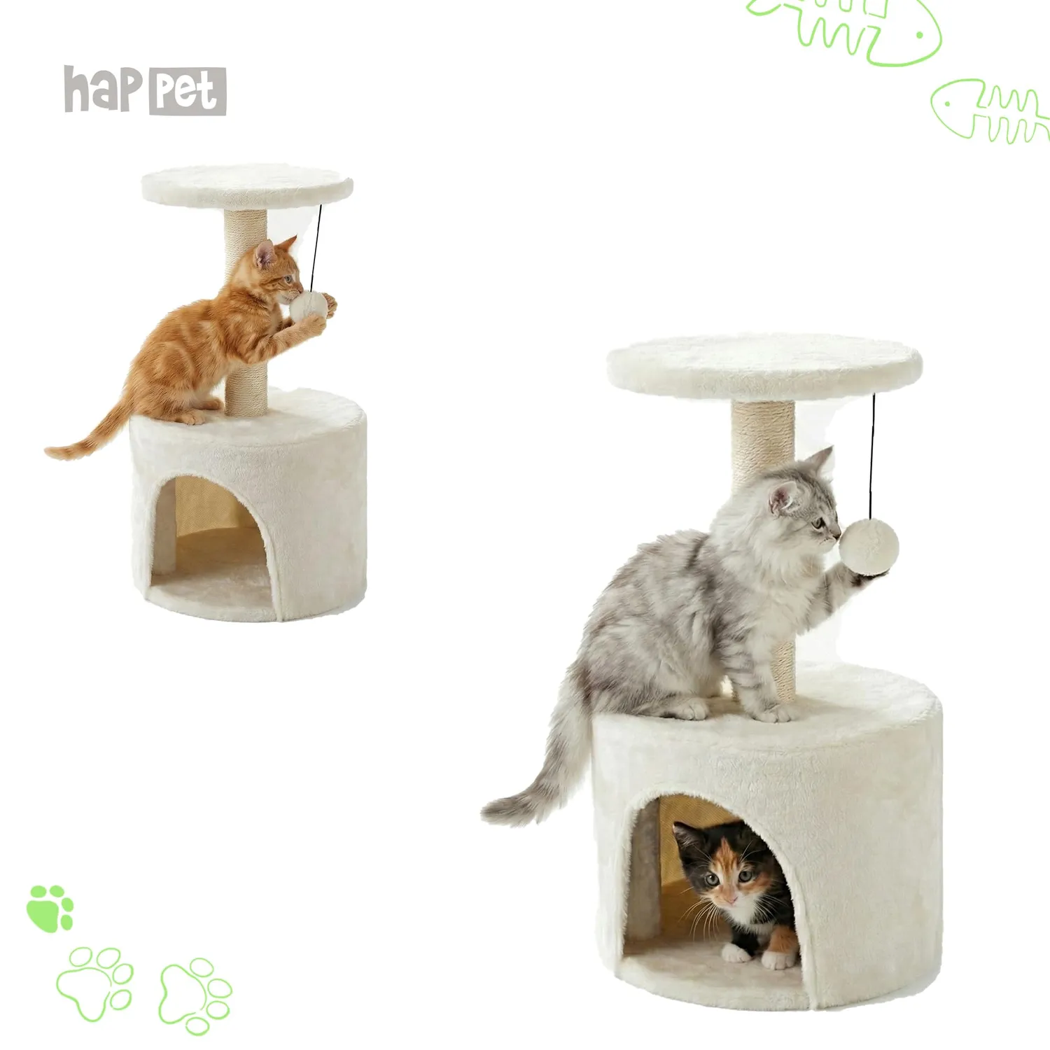 Happet Kratzbaum 69cm Hellbeige Höhle