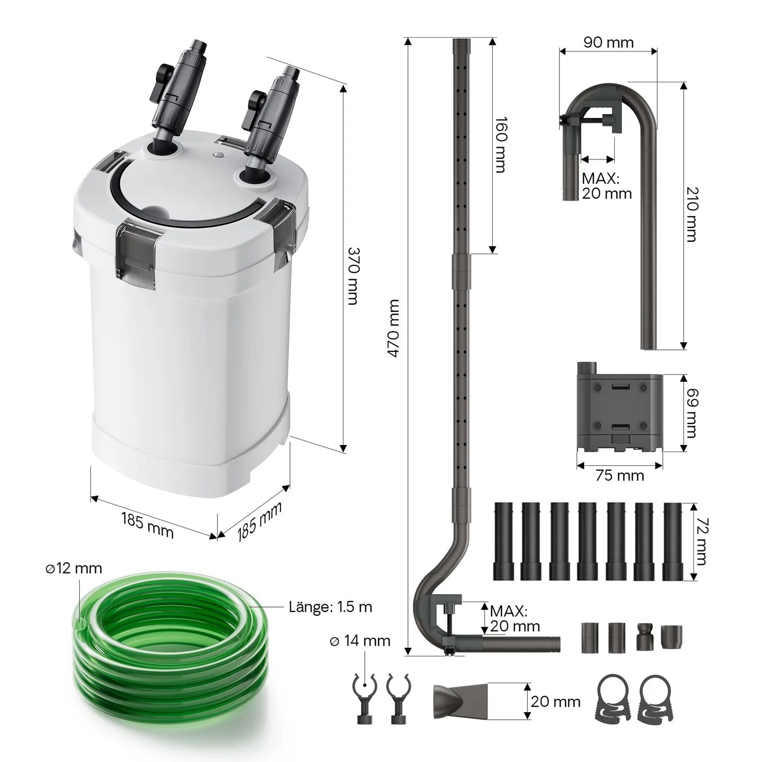 SunSun HW-504A Außenfilter 800 l/h Aquarium