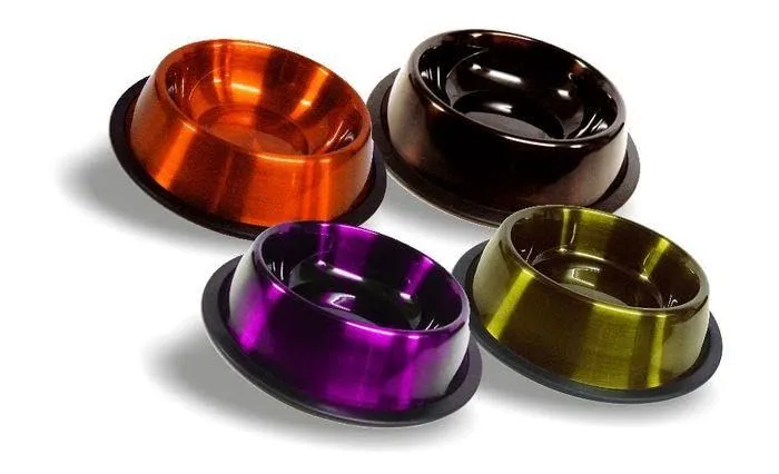 Happet Metallschale 0,2 l 16 cm Farbmix Gummifuß Edelstahl
