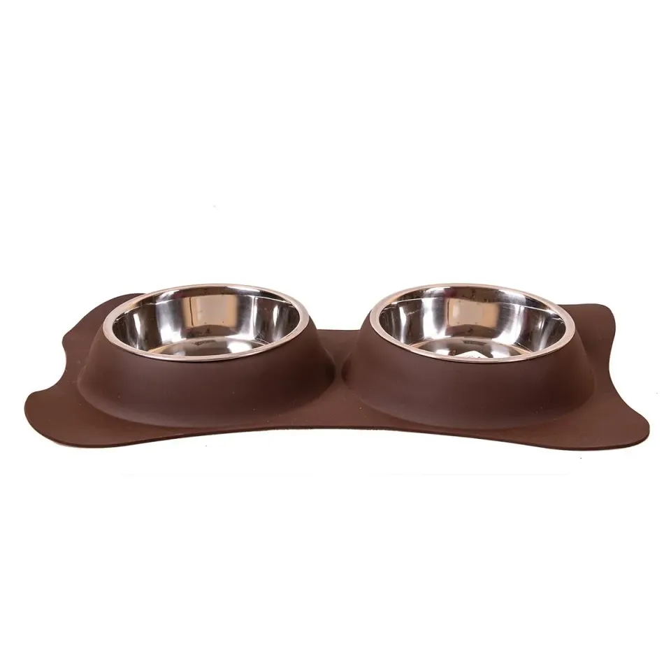 Happet King S Doppelnapf Edelstahl braun 2x0,24 l