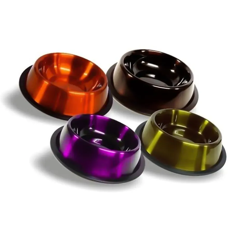 Happet Metallschale 0,2 l 16 cm Farbmix Gummifuß Edelstahl
