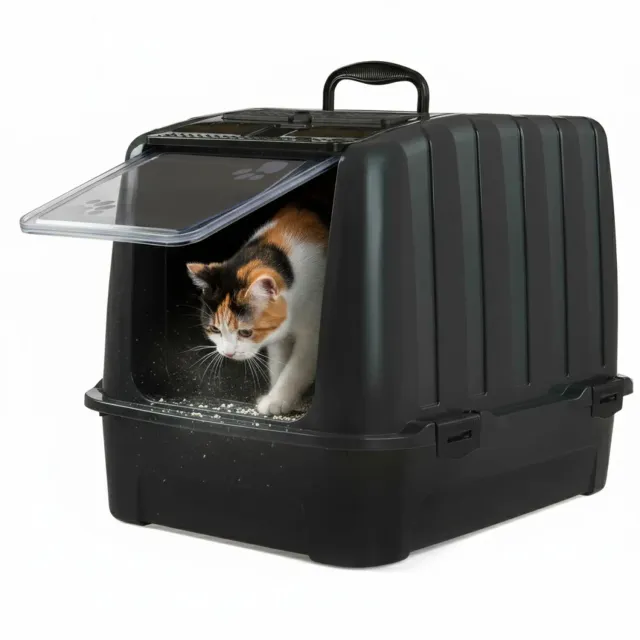 Happet Elite Katzenklo mit Haube 51,5 cm Schwarz
