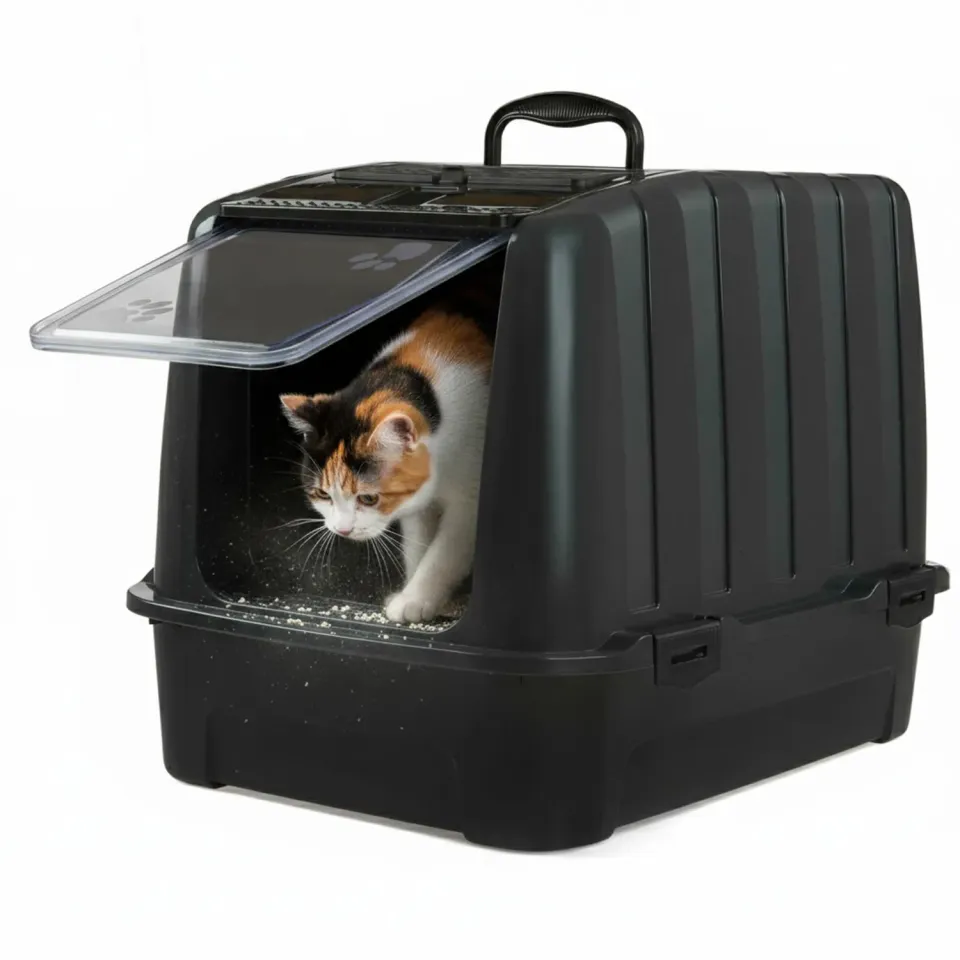 Happet Elite Katzenklo mit Haube 51,5 cm Schwarz