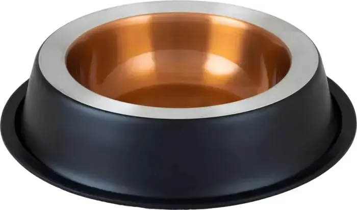 Happet Deluxe Hundenapf 25cm 0,9L Schwarz-Kupfer Edelstahl
