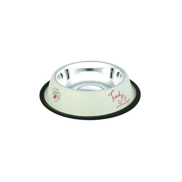 Happet Weiß Hundenapf 23cm 0,7L Pflastermuster Edelstahl