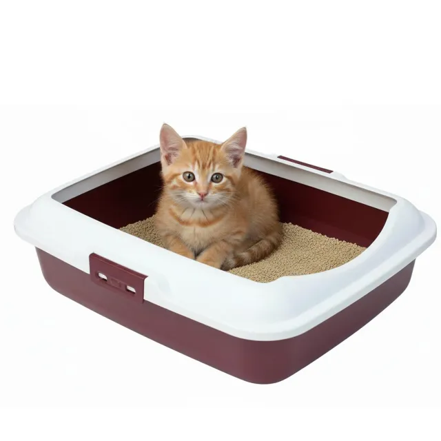 Happet Kitty Katzenklo offen rot 50x40x16 cm Streuschutz