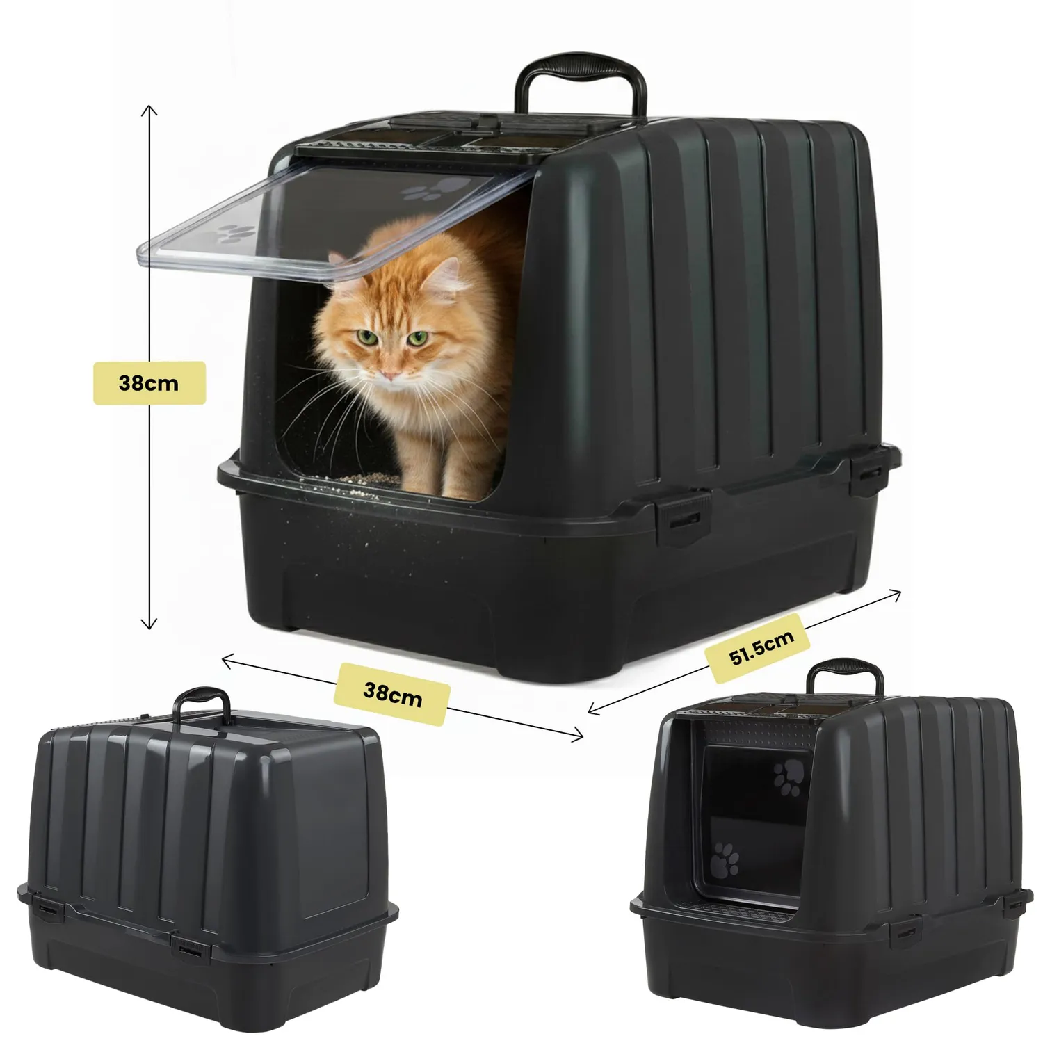 Happet Elite Katzenklo mit Haube 51,5 cm Schwarz