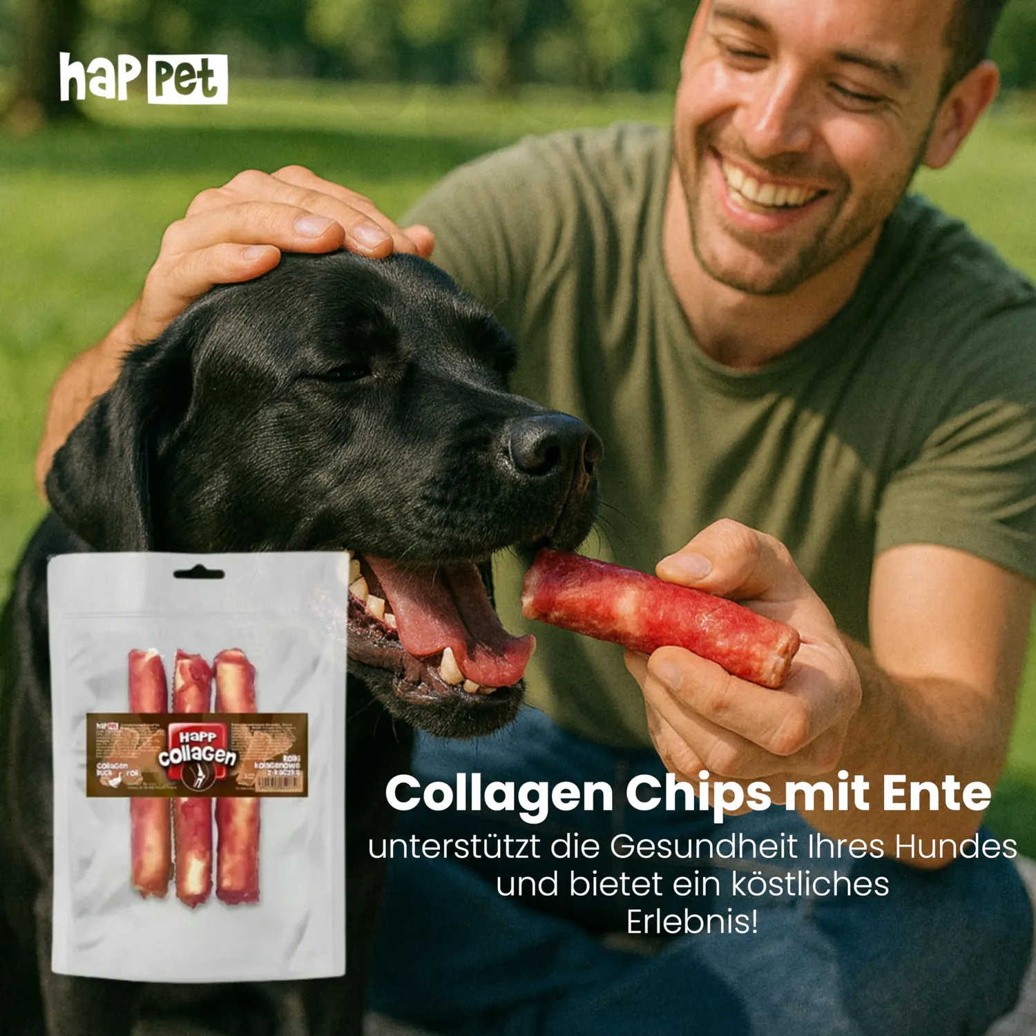 Happet Kollagen-Rollen Ente Hundesnack 3 Stück proteinreich