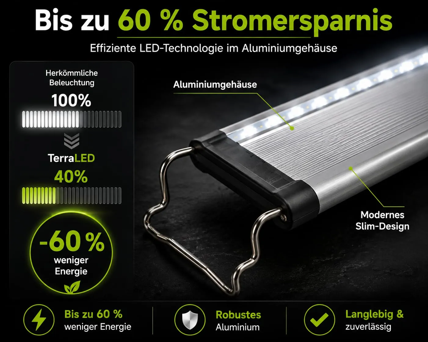 Happet LT40 LED Aufsetzleuchte 8000K Terrarienleuchte 37-47 cm