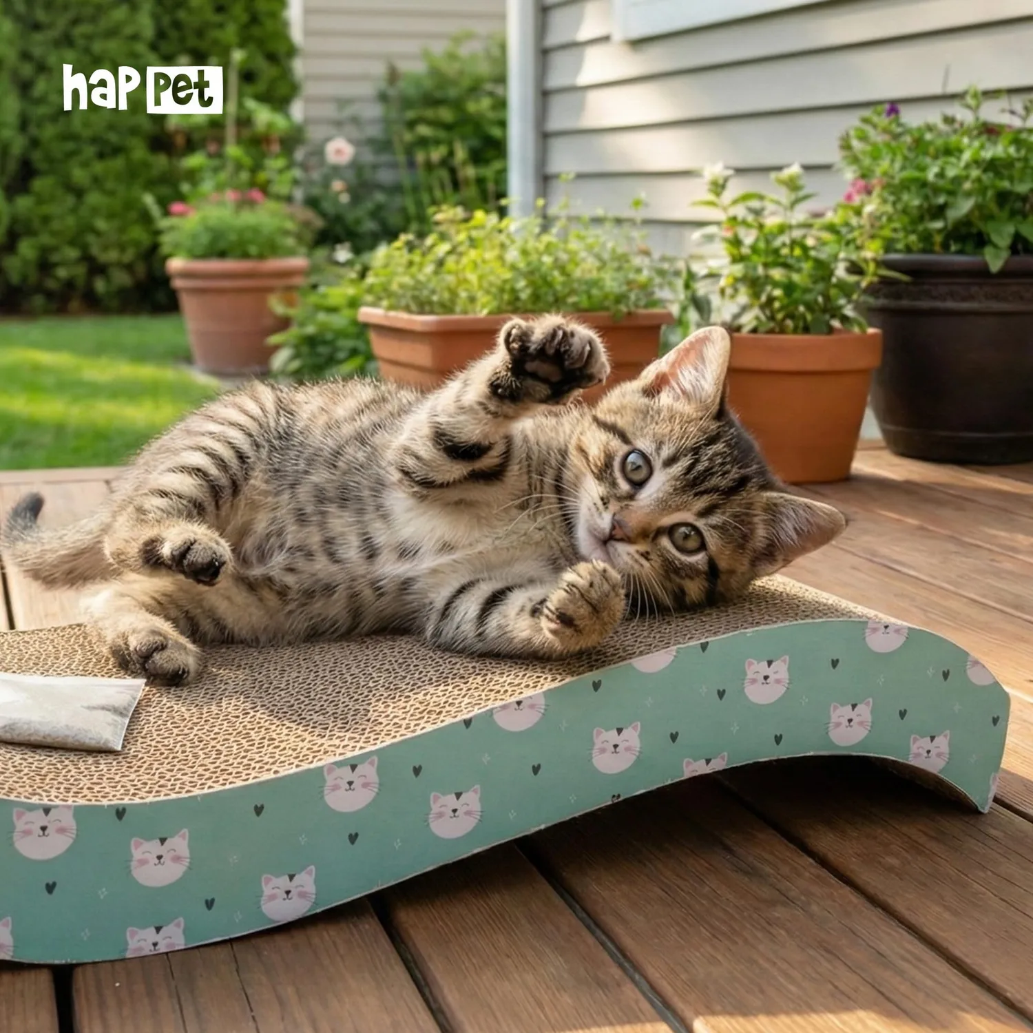 Happet Tiger Kratzpappe Katze 43x21x5 cm Minze