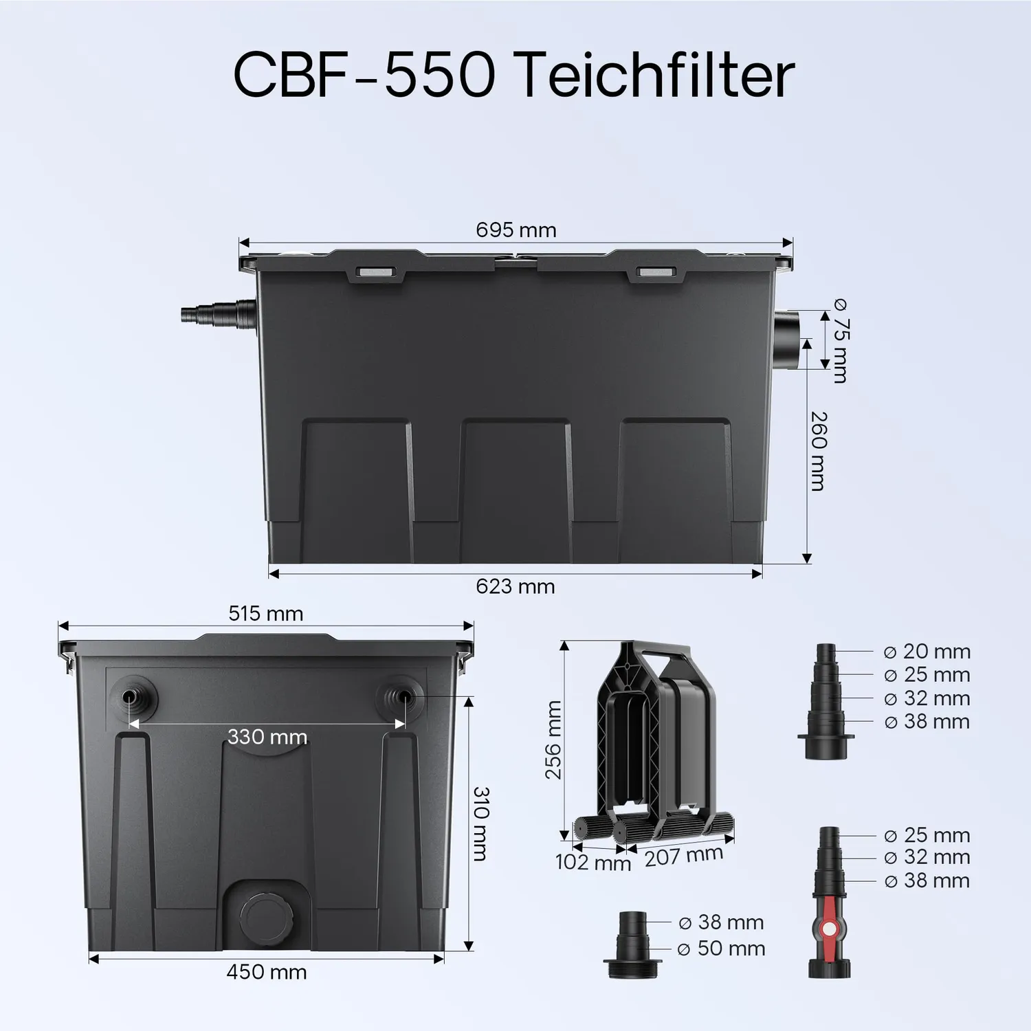 SunSun CBF-550 Teichfilter Set 60000L Pumpe 10000l/h
