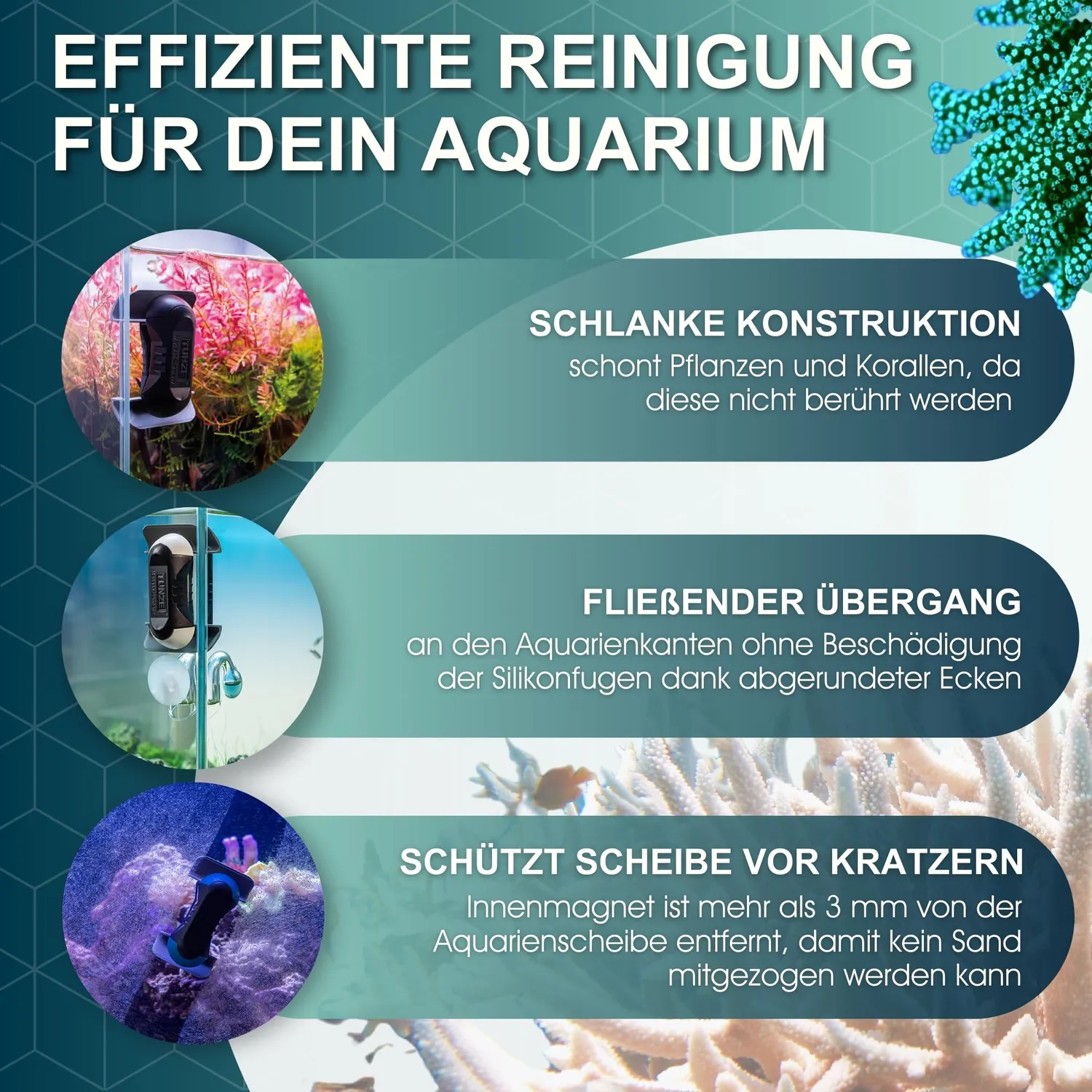 TUNZE Care Magnet Nano Scheibenreiniger 6-10 mm Glas