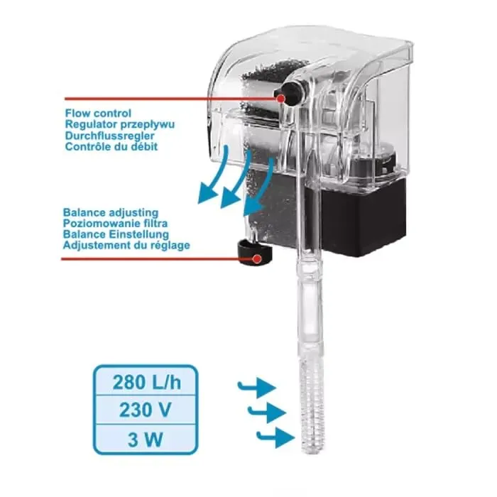 Happet Nano Kaskadenfilter 280 l/h transparent bis 60 L