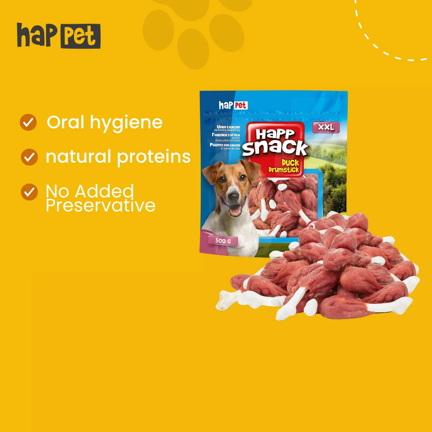 Happet Entenfleisch auf Kalziumknochen Hundesnack 500 g fettarm