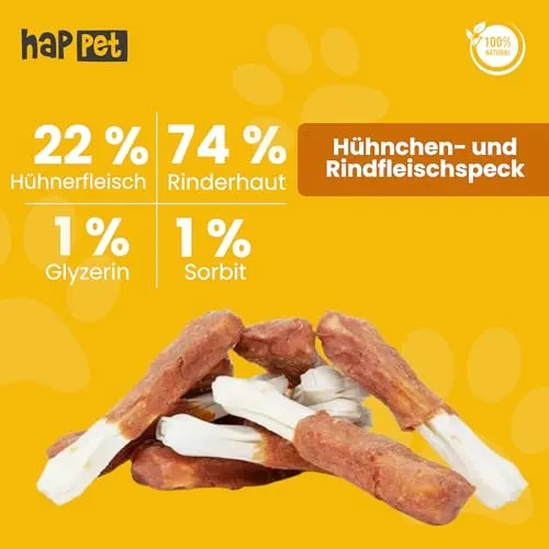 Happet Rinderhaut-Kauknochen Hähnchen 12,5 cm 10er 570 g