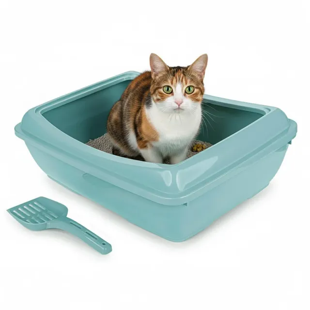 Happet Primal Katzenklo offen 49,5 cm Mintgrün mit Schaufel