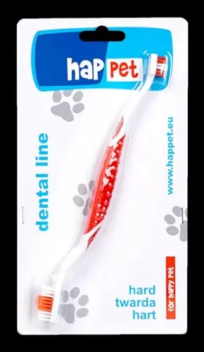 Happet Doppelseitige Zahnbürste Hund Katze Weiß-Rot Nylon