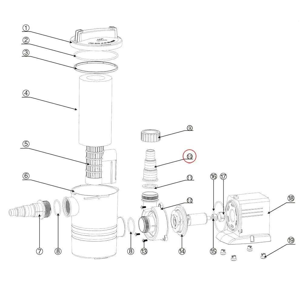 SunSun CPP-10000F Auslass-Stufentülle Ersatzteil