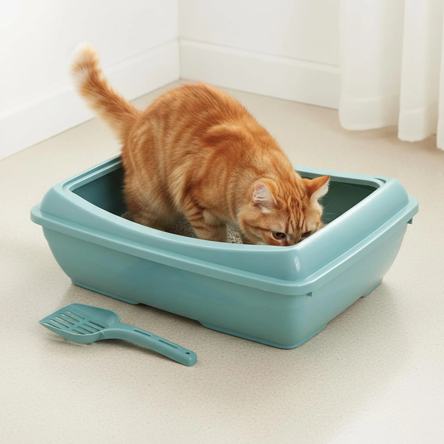 Happet Primal Katzenklo offen 49,5 cm Mintgrün mit Schaufel