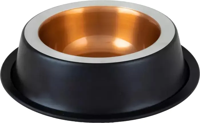 Happet Deluxe Hundenapf 25cm 0,9L Schwarz-Kupfer Edelstahl