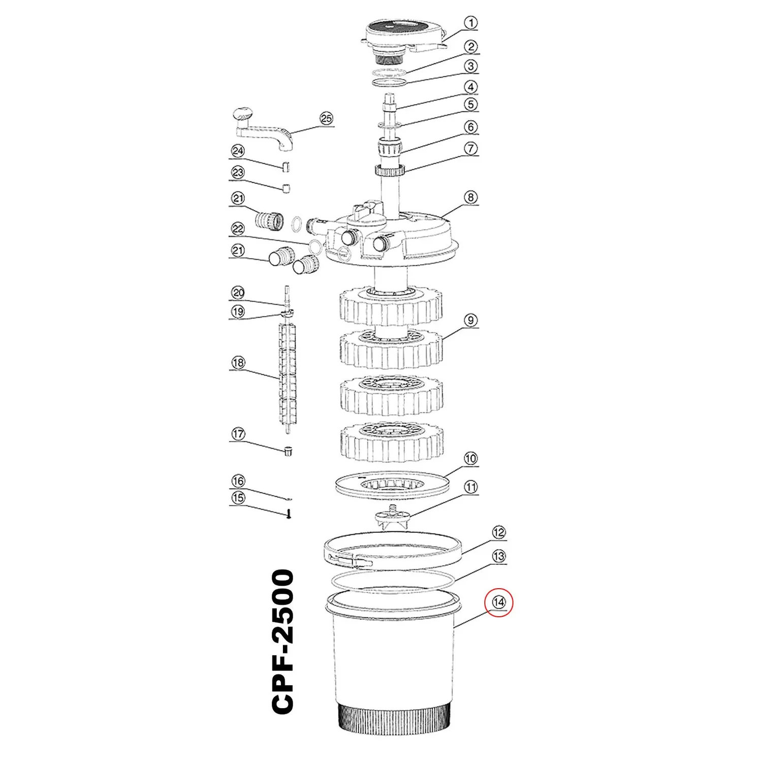 SunSun CPF-2500 Filterbehälter Ersatzteil Druckteichfilter