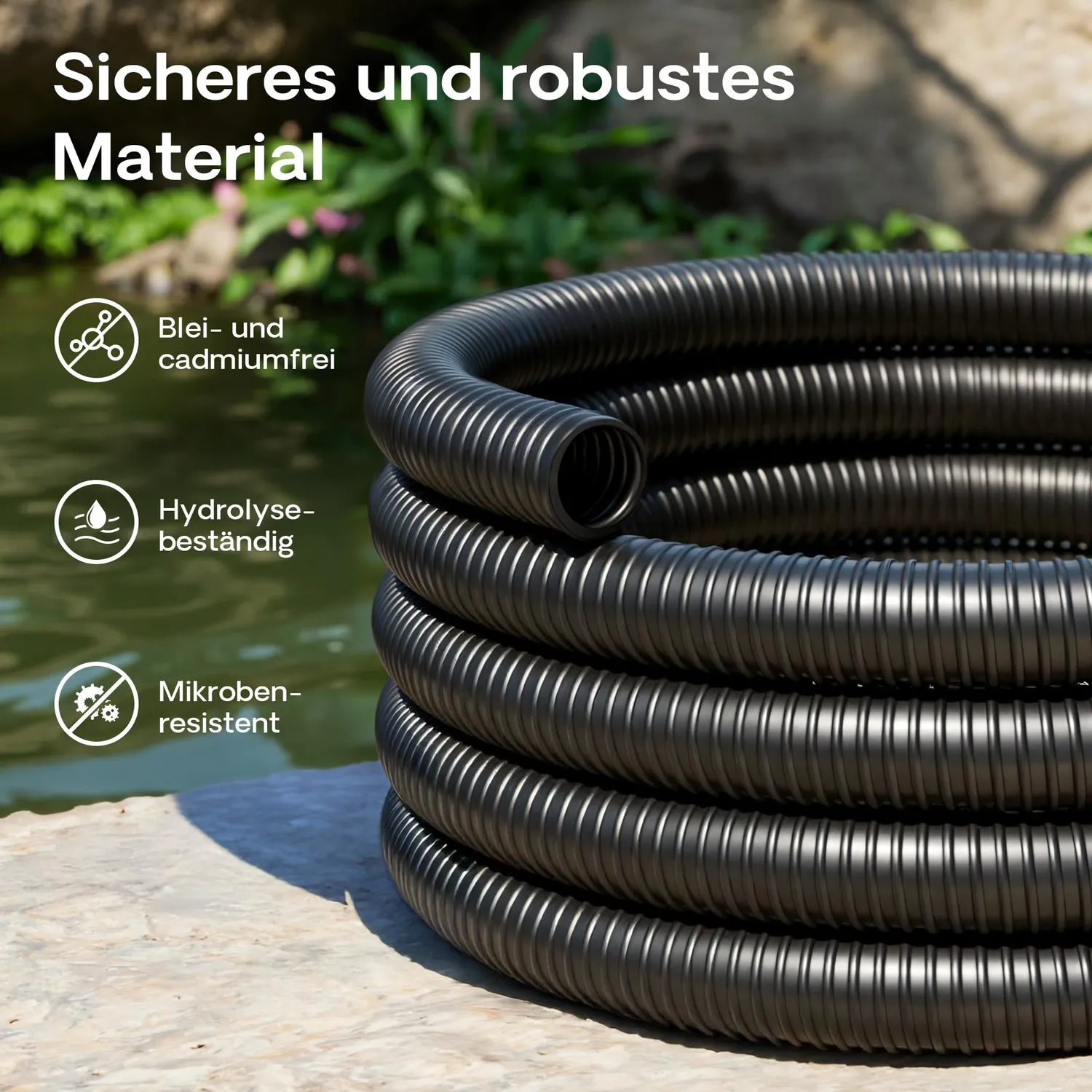 Wiltec Spiralschlauch 38 mm Förderschlauch 5 m schwarz