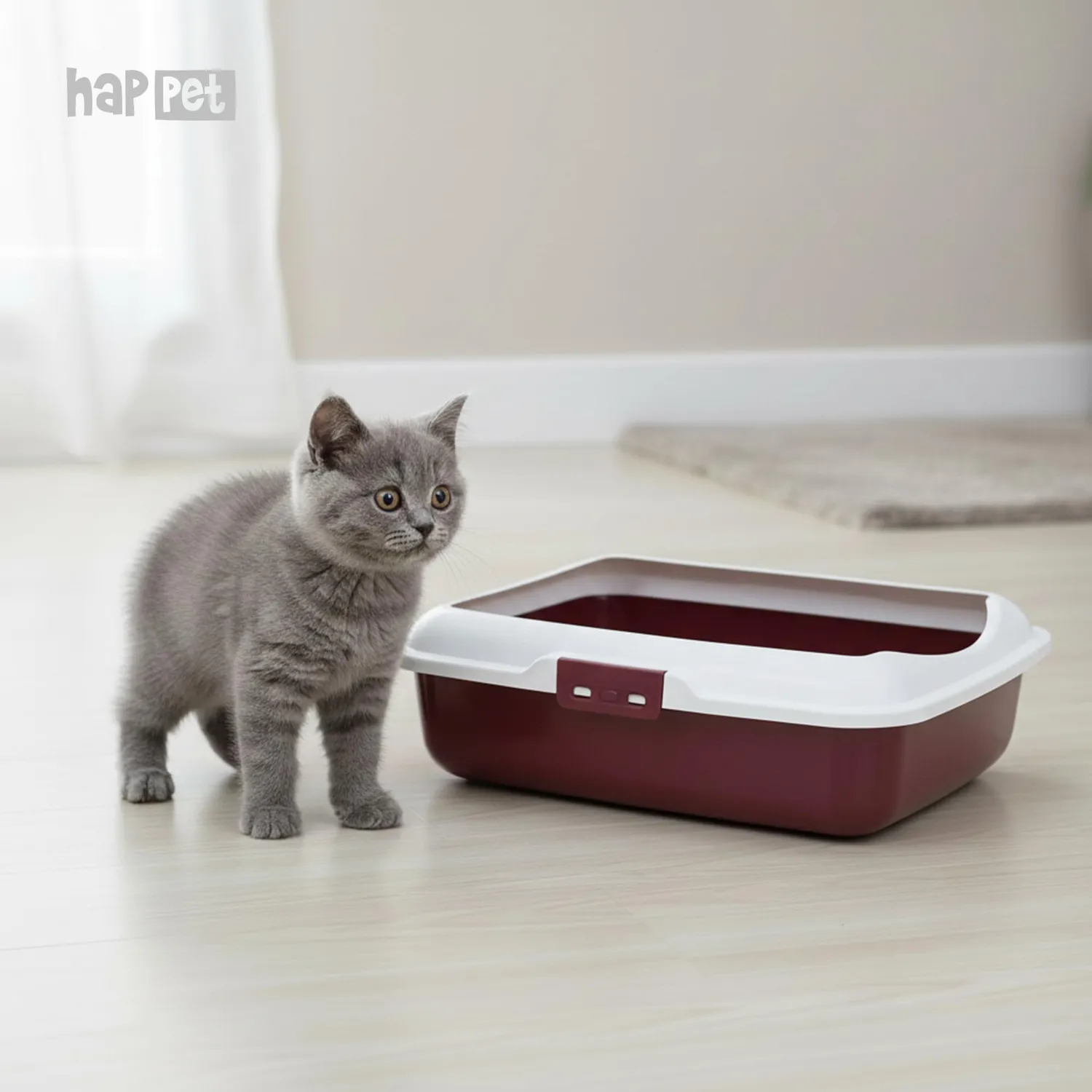 Happet Kitty Katzenklo offen rot 50x40x16 cm Streuschutz