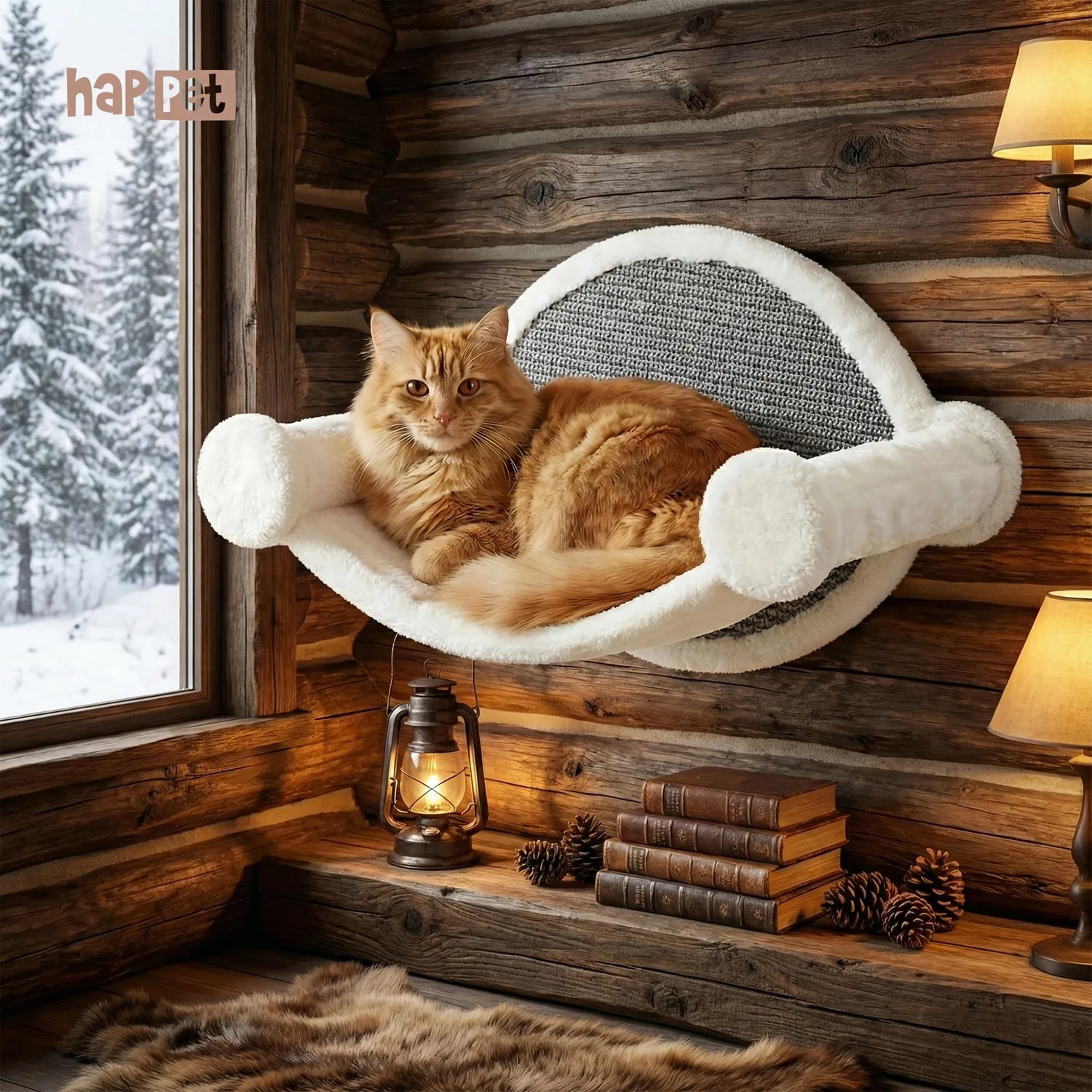 Happet Katzen Wandliege 54x28x33 cm creme Sisal