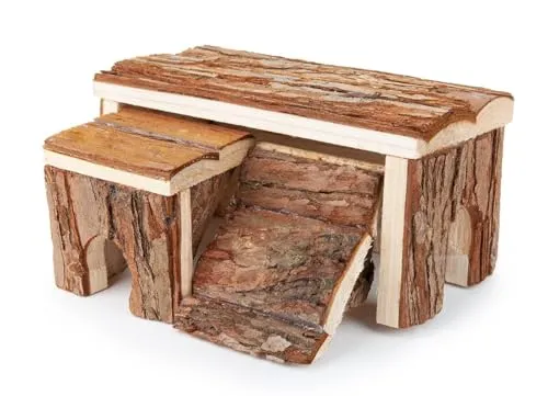 Happet Holzhaus 19 cm Hamsterhaus Rampe Naturholz