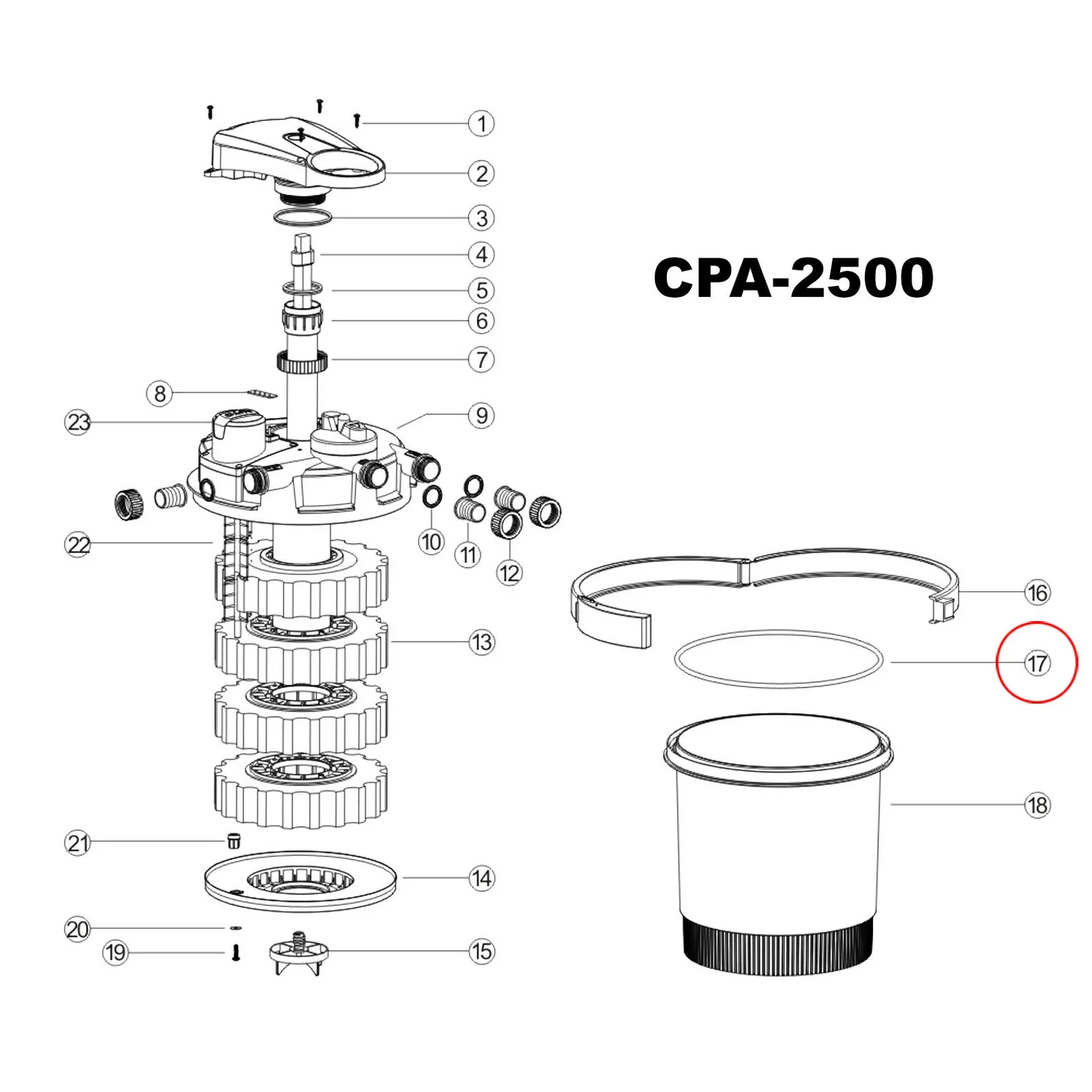 SunSun CPF-2500 Filterbehälter Ersatzteil Druckteichfilter
