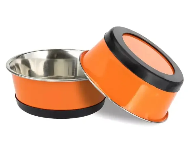 Happet Antirutsch Hundenapf 21cm 1,6L Metallic Orange Edelstahl