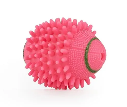 Happet Rugbyball 11 cm Hundespielzeug Rosa Quietsch