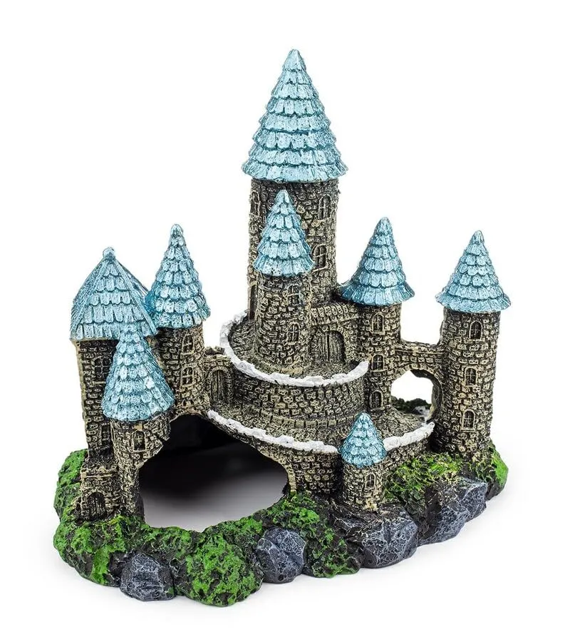 Happet Schloss 18 cm Aquarium Deko blaue Türme