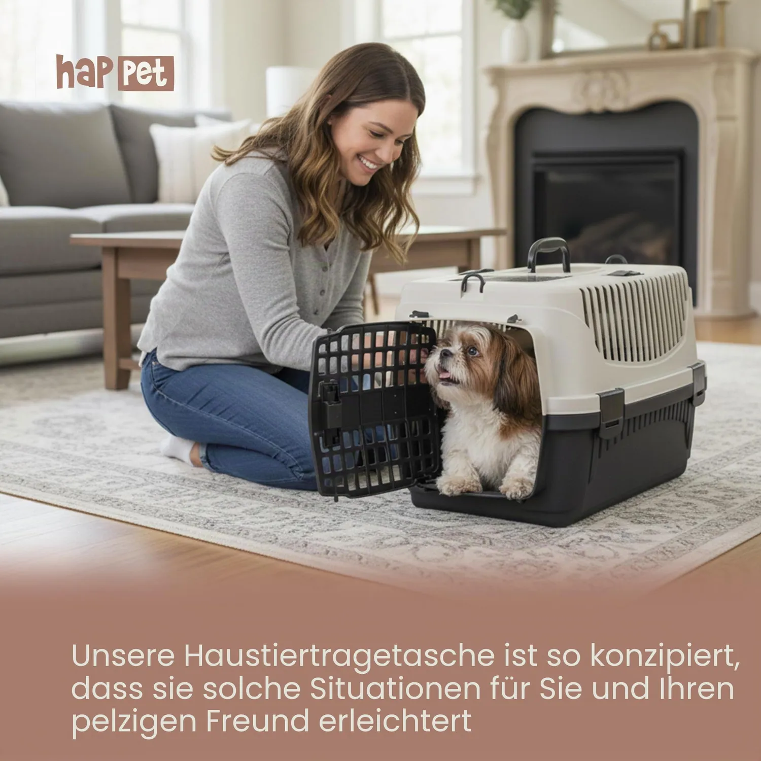 Happet Polly Transportbox S Beige-Braun 48 cm