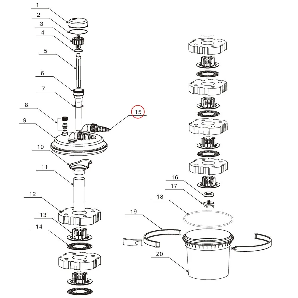 SunSun CPF-280 Einlass Auslass Ersatzteil Druckteichfilter