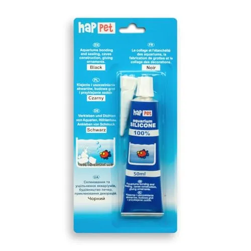 Happet Aquariensilikon Schwarz 50 ml Aquariumkleber fischsicher