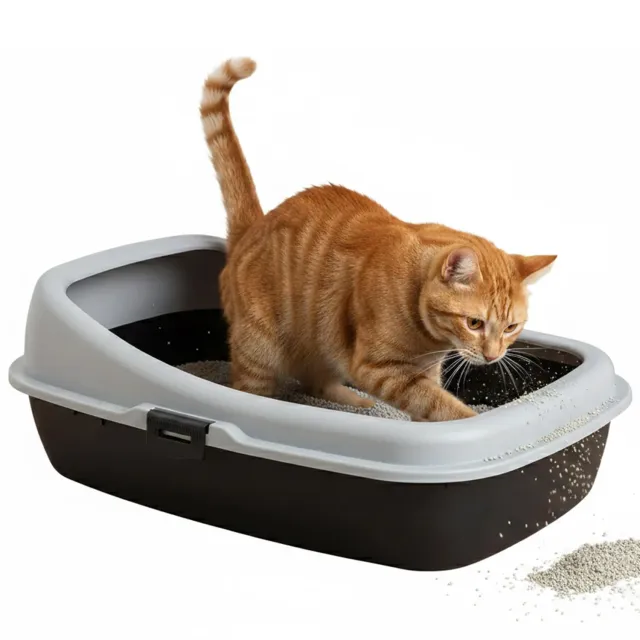 Happet Classic Katzenklo offen 61,5 cm Grau-Schwarz
