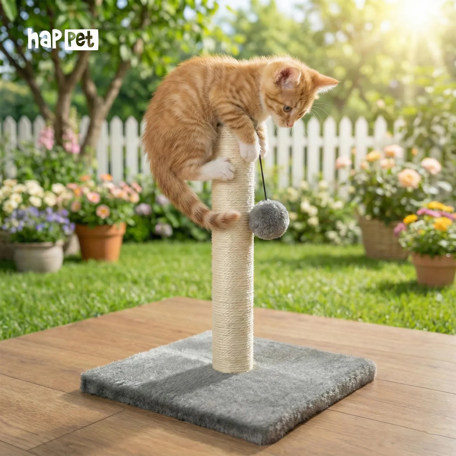 Happet Katzenkratzer Kratzbaum 41 cm Sisal mit Ball