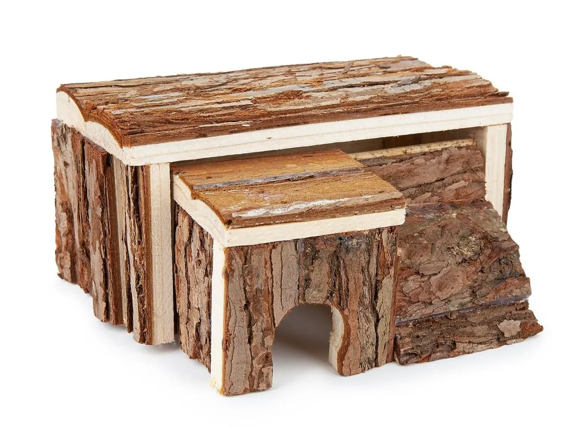Happet Holzhaus 19 cm Hamsterhaus Rampe Naturholz