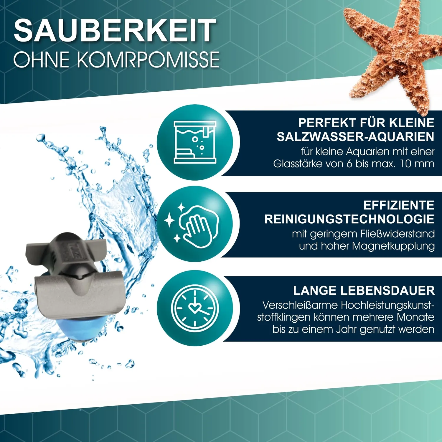 TUNZE Care Magnet Nano Scheibenreiniger 6-10 mm Glas